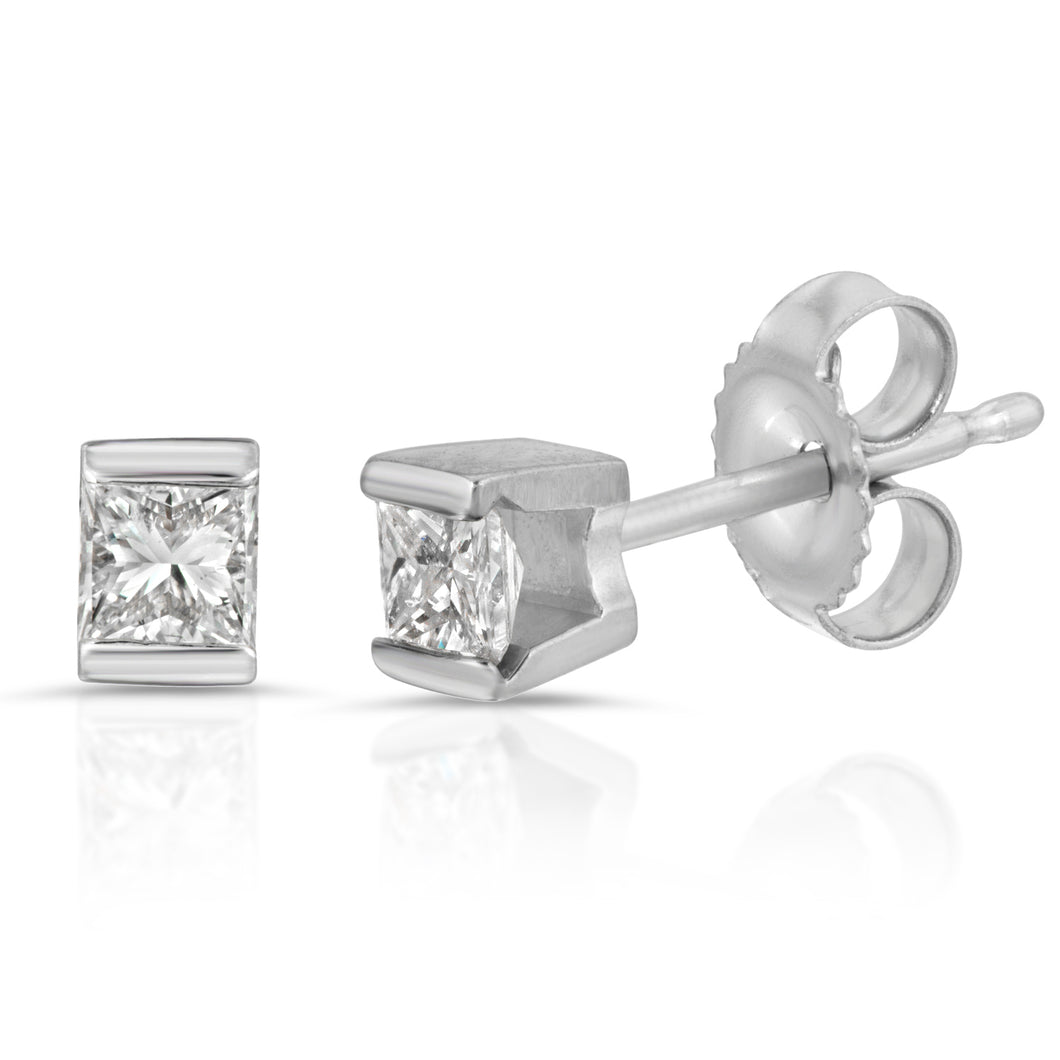 14k White Gold - Diamond Stud Earring