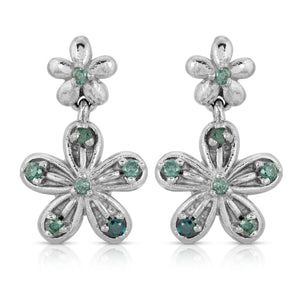 14k White Gold - Flower Earring