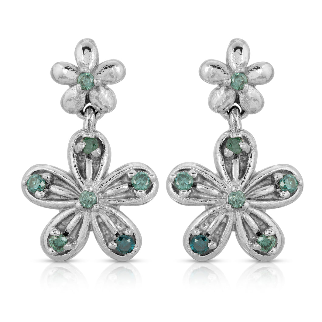 14k White Gold - Flower Earring