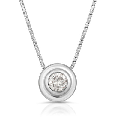 14k White Gold - Diamond Circle Pendant