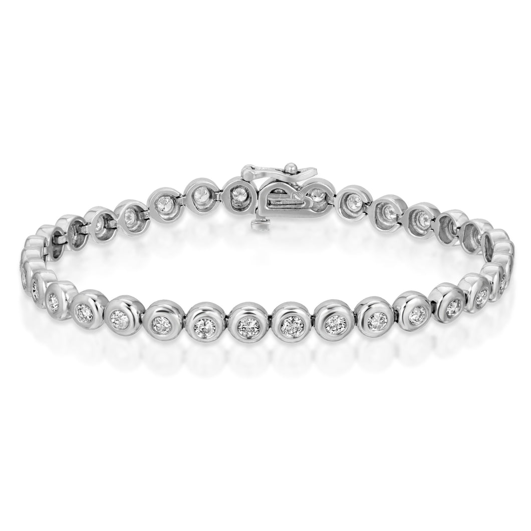 14k White Gold - Diamond Circle Tennis Bracelet