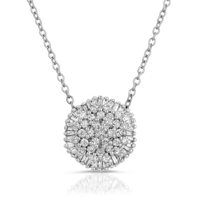 14k White Gold - Diamond Circle Cluster Pendant