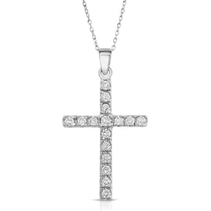 14k White Gold - Diamond Cross
