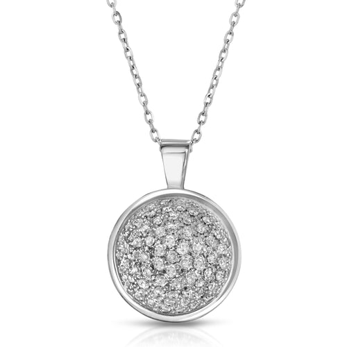14k White Gold - Diamond Half Circle Pendant
