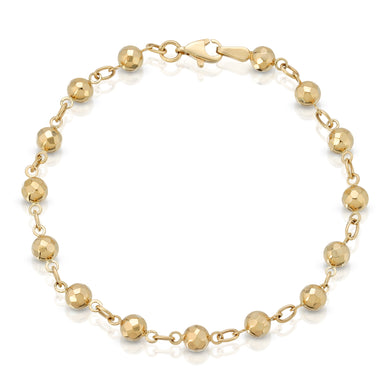 14k Yellow Gold - Diamond Cut Beaded Bracelet