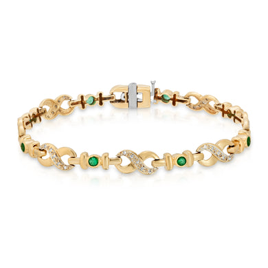 14k Yellow Gold - Diamond/Emerald Bracelet