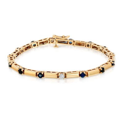 14k Yellow Gold - Diamond/Sapphire Bracelet