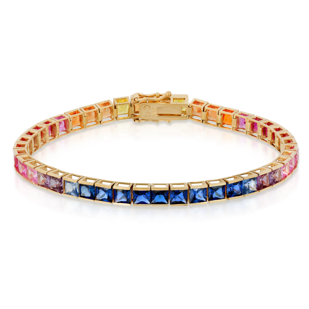 Rainbow sapphire gemstone tennis bracelet in 9ct gold AUCTION APRIL 2022 -  Jethro Marles