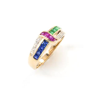 Vintage 14k Yellow Gold - Multicolor Stone Ring