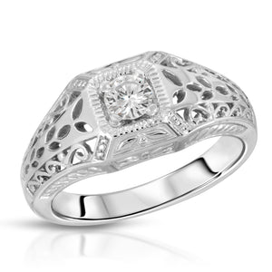 14k White Gold - Diamond Filagree Ring