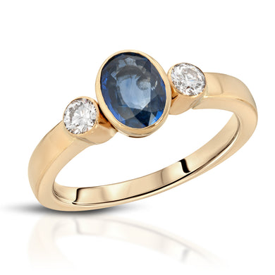 14k Yellow Gold - Diamond/Sapphire Ring