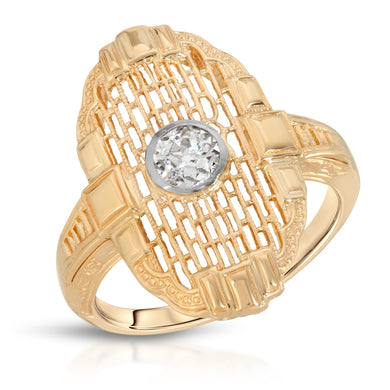 14k Yellow Gold - Diamond Filagree Ring