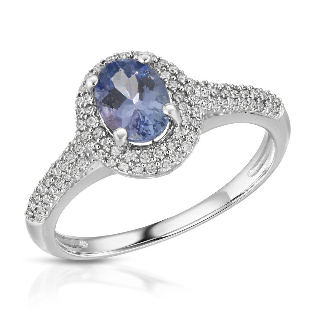14k White Gold - Tanzanite/Diamond Ring