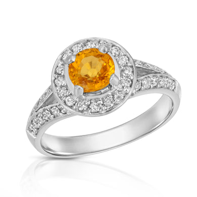 14k White Gold - Yellow Sapphire/Diamond Ring