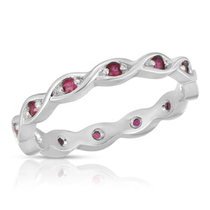 14k White Gold - Ruby Band