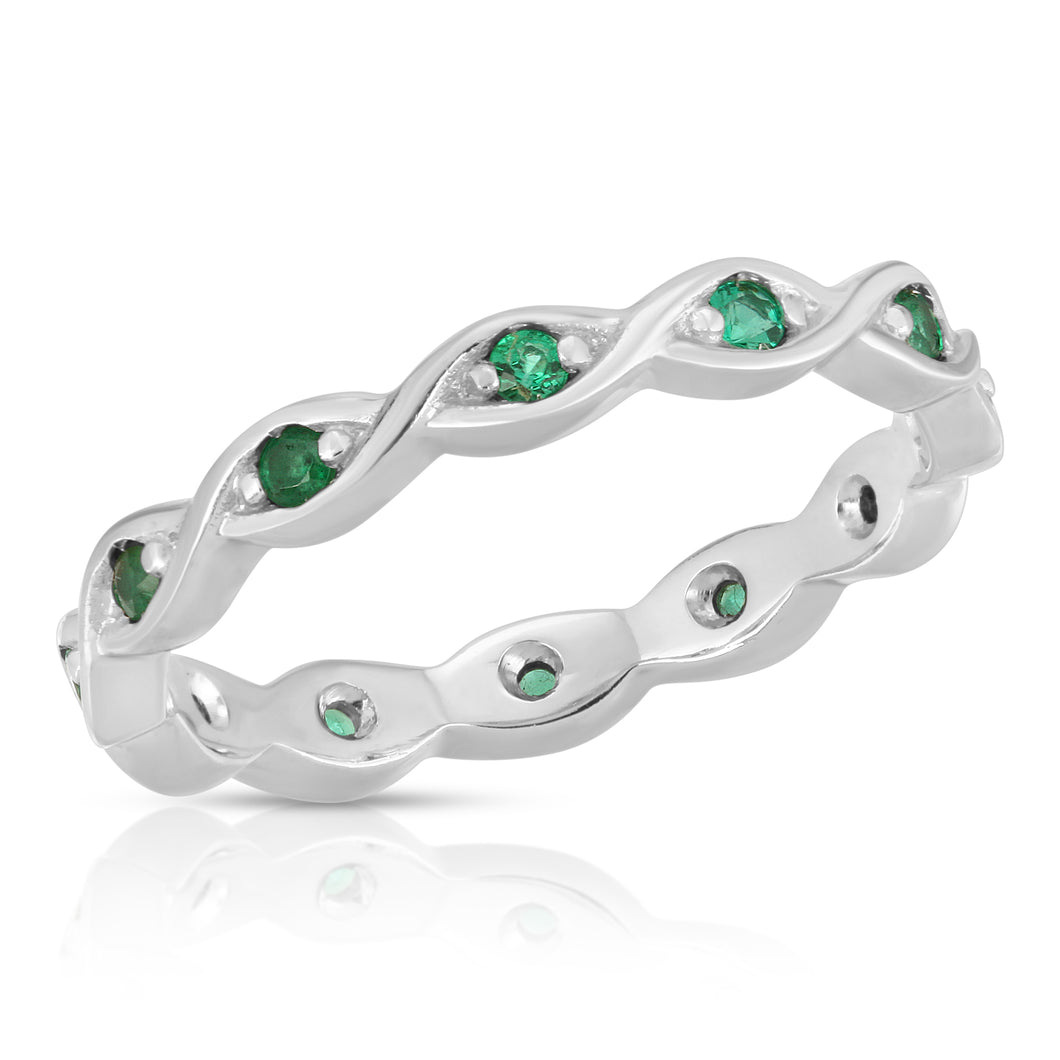14k White Gold - Emerald Band
